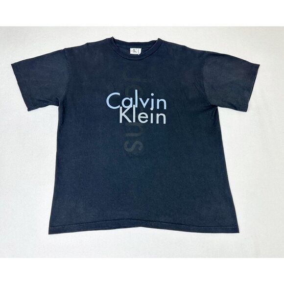 Vintage 90s Calvin Klein Jeans T-Shirt Large XL Black Single Stitch - Picture 2 of 9